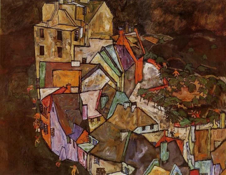 Egon Schiele Edge of Town Krumau Town Crescent III